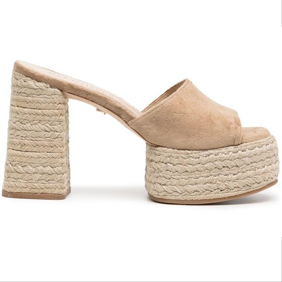 Dee Ocleppo Sunset Platform Espadrille Heel Slip on Sandals 8.5 Sand NEW $325